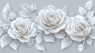 白色玫瑰花卉装饰图案