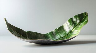 独特绿叶造型陶瓷果盘