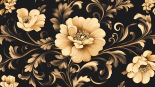 金色花卉复古花纹图案
