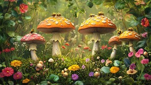 梦幻蘑菇森林奇幻景象