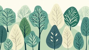 清新手绘风森林绿植图案