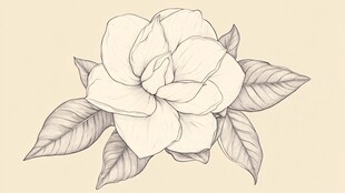 手绘素雅栀子花插画