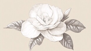 素描栀子花绽放优雅