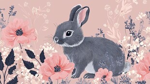 灰兔栖于繁花间