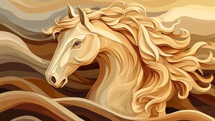金色骏马 飘逸鬃毛艺术图