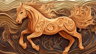 奔腾骏马的精美木雕艺术