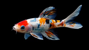 多彩锦鲤鱼水中优雅游弋