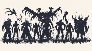 暗黑魔幻怪物角色剪影