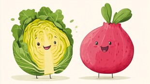 可爱卡通白菜与萝卜形象