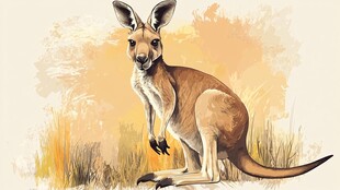 站立的澳洲袋鼠插画