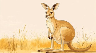 站立的袋鼠在金黄草地