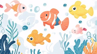 海底萌鱼畅游图