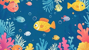 海底多彩鱼儿与珊瑚世界