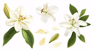 白色百合花素材集合