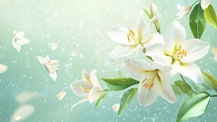 清新百合绽放梦幻画面