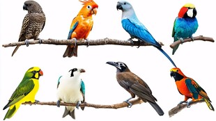 多彩鹦鹉栖息于枝头