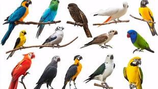 多彩鹦鹉齐聚枝头