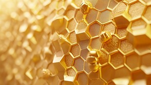 金色蜂巢细节特写