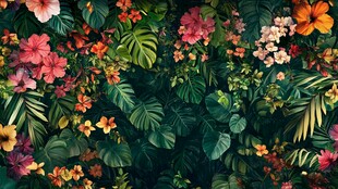 热带花卉绿植背景图案