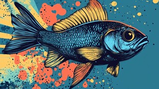 彩色动感鱼插画