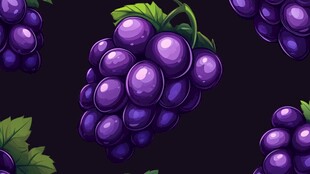 紫葡萄图案 清新水果插画
