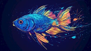 梦幻炫彩鱼插画