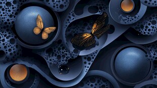 梦幻蓝调下的蝴蝶微观世界