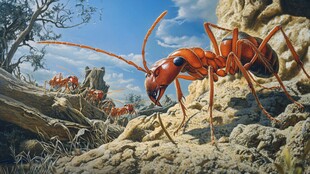 巨蚁在荒野中的行进场景