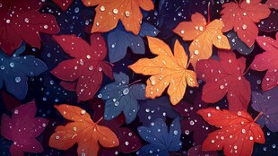 秋叶飘零带露图