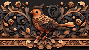 木雕花鸟装饰图案