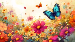 蝶舞花丛间的绚烂美景