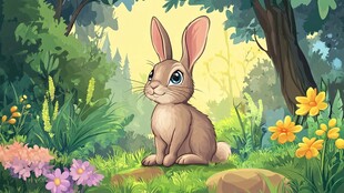 森林中的可爱小兔子