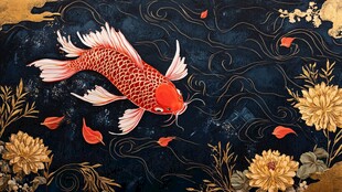 金菊锦鲤图