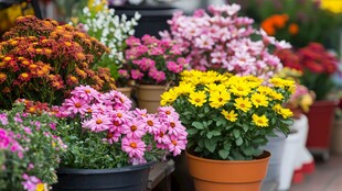 缤纷多彩的盆栽花卉