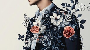 花卉装饰男士西装造型