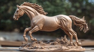 奔腾骏马木雕艺术品