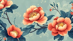复古风花卉图案精美插画