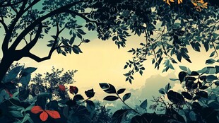 静谧森林黄昏美景