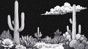 黑白梦幻仙人掌植物景观