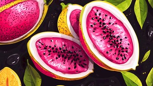 缤纷火龙果切片插画