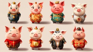可爱萌趣小猪形象集合