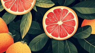 缤纷柑橘插画 清新自然风