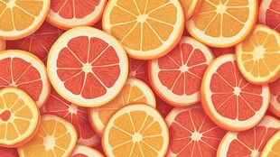 橙柚切片缤纷水果图案