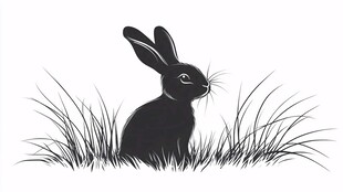 草丛中的黑兔