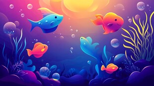 梦幻海底世界的多彩小鱼