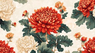 中式菊花花卉图案纹理