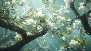 梦幻白花树 春日浪漫景致
