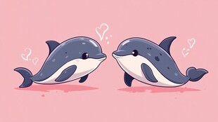 可爱海豚亲昵互动