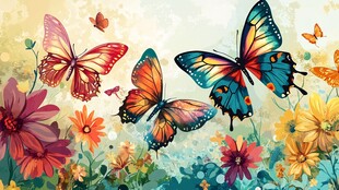 蝶舞花丛间的绚丽景致