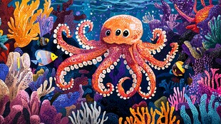 海底章鱼的梦幻珊瑚世界